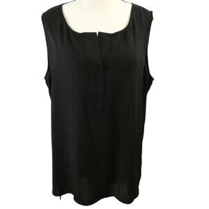 Worthington Women's XL Sheer Sleeveless Blouse High Low Tunic Black